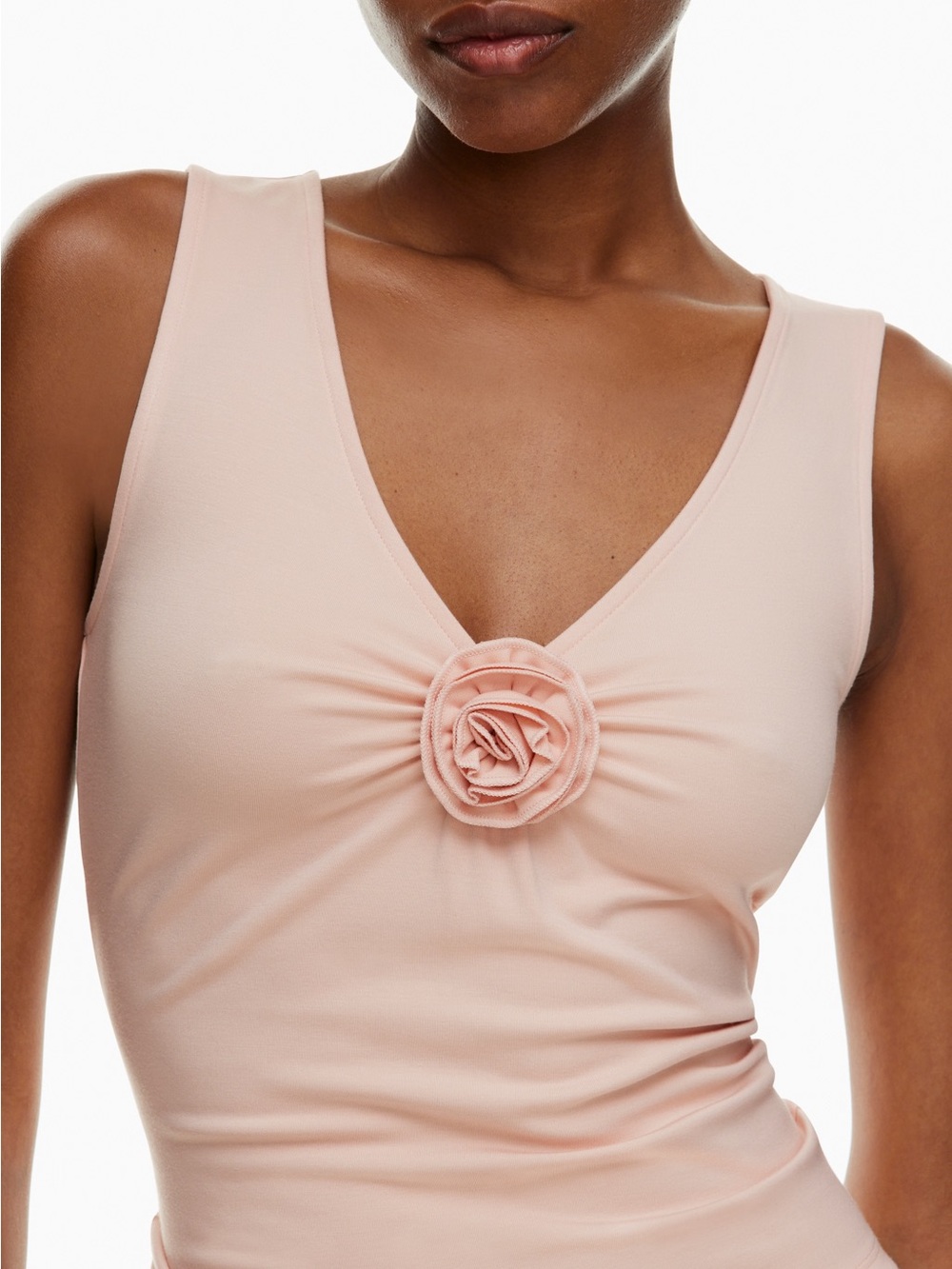 Wilfred Peach V-Neck Tank with Rosette Accent - Goodlux Bloom Top